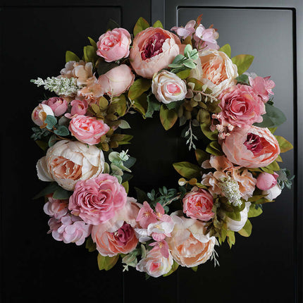 Artificial Peony Flower Wreaths,Silk-like Texture and Plastic, For Decorations,Walls, Hangings, Mother's Day