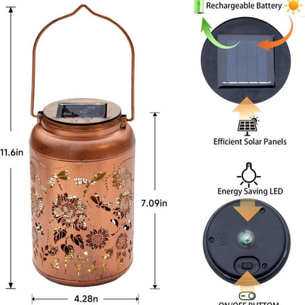 Solar Sunflower Iron Hollow LED Garden lamp, Outdoor Waterproof Lawn Garden Decorative Projection Light, Courtyard Light