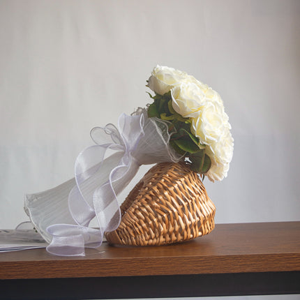 Artificial Flower Realistic Cream Athena Rose Bouquet_Wedding Photo Prop_Living Room Decor
