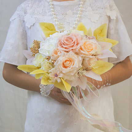 Romantic artificial wedding bouquet with lifelike petals,Soft handfeel- for wedding photos & home