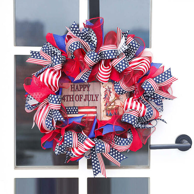 Independence Day Wreath, Cloth and Wood, Door Hanging, National Day Decoration, Family Holiday, Decoration Prop, Easter
