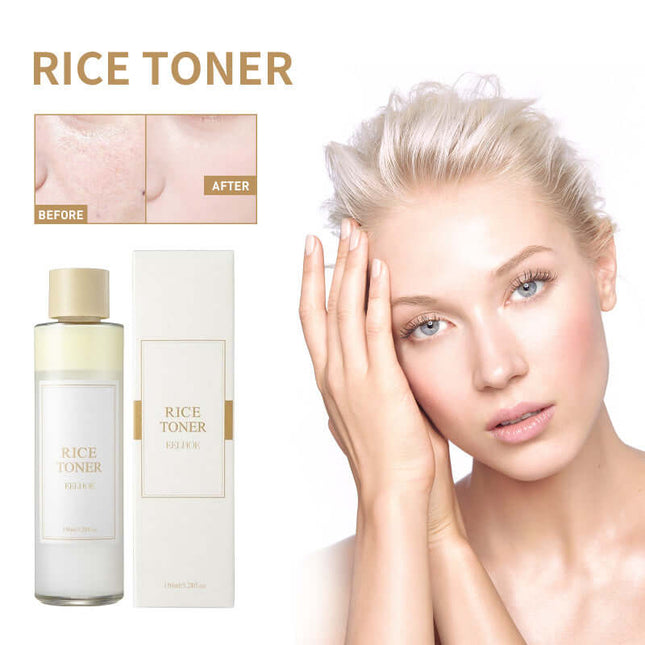 Rice Facial Toner, Deep Hydration, Skin Barrier Repair, Tightening & Moisturizing, Oil Control, Refreshing Non-Greasy, Skin Tone Brightening, Fast Absorption, Exfoliating, Pore Tightening  EELHOE