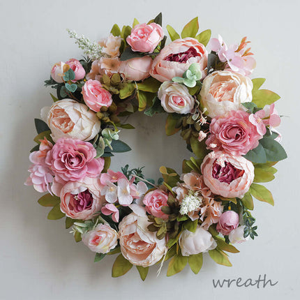 Artificial Peony Flower Wreaths,Silk-like Texture and Plastic, For Decorations,Walls, Hangings, Mother's Day
