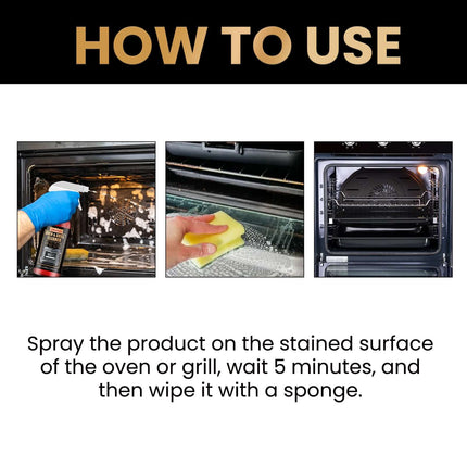 Oven and Barbecue grill Foam Cleaner, Special for Oven Grills, Stain and Odor Removal, Grease Remover, Easy to Use, Quick Cleaning, Long Lasting Clean,High-Efficiency Grease Decomposition,Gentle Formula Non-Scratch,Food-Grade Safety