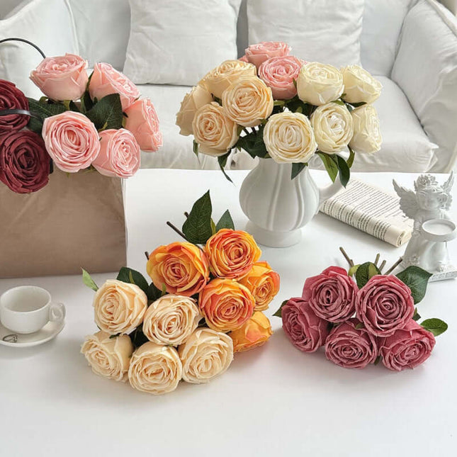 Highly Realistic Silk like Texture Artificial Rose Flowers, Bridal Bouquet,Valentine's Day fake roses,Living Room & Dining Table Decor, Wedding Floral Arrangement