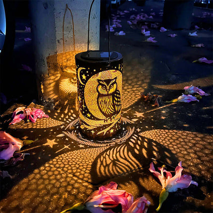 Solar-Powered Waterproof Garden Lamp,Courtyard,Light,Owl LED Light,Hollow,Straight,Iron,Waterproof,Decorative,Gift