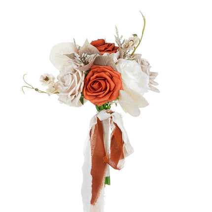 Outdoor Realistic Bridal Bouquet, Wedding Artificial Rose Flowers, Lifelike Texture,Bohemian Style,Photography Props