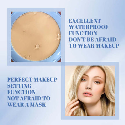 Waterproof Setting Powder, lawless Long-lasting,Non-Caking Makeup Fixing Powder, Portable Design,Concealer Powder,Natural Lightweight, Breathable Pressed, Long Wear Oil Control, Sweatproof ,Finish Pressed Powder for All Skin OUHOE