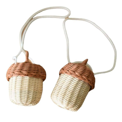 Rattan Handheld Mini Bag, Plant-Based Woven Crossbody, Kids Photo Prop Cute Basket, Decorative Storage Basket, Eco-Friendly Natural Weave