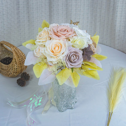 Romantic artificial wedding bouquet with lifelike petals,Soft handfeel- for wedding photos & home