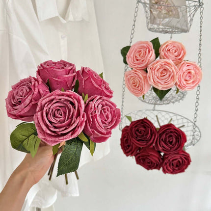 Highly Realistic Silk like Texture Artificial Rose Flowers, Bridal Bouquet,Valentine's Day fake roses,Living Room & Dining Table Decor, Wedding Floral Arrangement