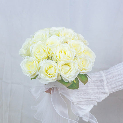 Artificial Flower Realistic Cream Athena Rose Bouquet_Wedding Photo Prop_Living Room Decor