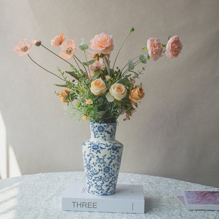 Ready-to-Use Artificial Flowers Arrangement – High-Quality Faux Silk Home Decor,No-Assembly