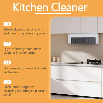 Kitchen Foam Cleaner, Household Kitchen Range Hood Cleaner, Heavy Oil Stain Foam Cleaner, Grease Remover, Remove Stubborn Dirt, Maintain Shine, Reduce Grease and Oil Stains, Easy Cleaning Jue-Fish