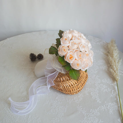 High-Sim Champagne Rose Bouquet - Silk-Like, Suitable for Wedding/Living Room/Bedroom/photograph/Home Decor