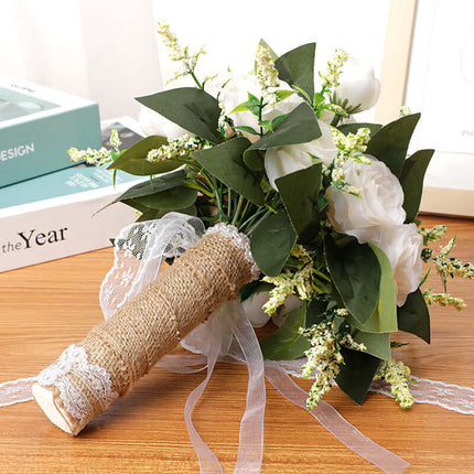 Bridal Artificial Bouquet Flowers, Silk-Like Roses, Realistic Appearance, Forest-Style Outdoor Wedding, Photography Prop