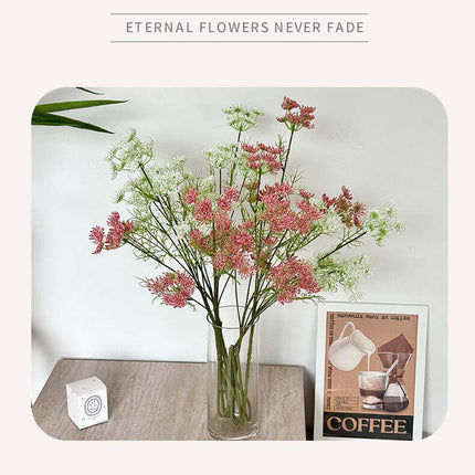 Realistic 5-Fork Lace Artificial Flowers For Decornation,Injection-Molded,High Fidelity,Indoor Flower Arrangement,  Photography Props