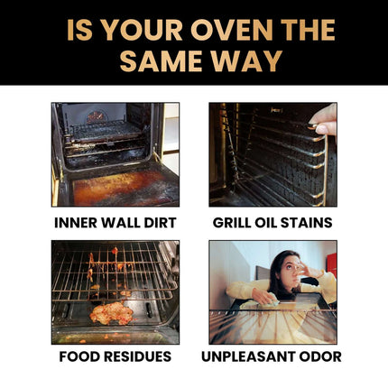 Oven and Barbecue grill Foam Cleaner, Special for Oven Grills, Stain and Odor Removal, Grease Remover, Easy to Use, Quick Cleaning, Long Lasting Clean,High-Efficiency Grease Decomposition,Gentle Formula Non-Scratch,Food-Grade Safety