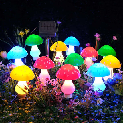 Solar LED mushroom garden lamp, Outdoor Waterproof, Garden Yard Decoration, Ground Stake Lights, Bright Lighting