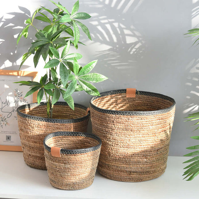 Rattan Woven Flower Pot, Floor Plant Greenery, Straw Woven Large Flower Basket,Home Decor, Potted Flower Basket