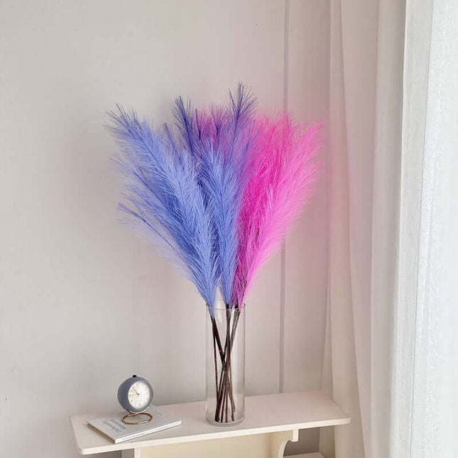 Real touch Artificial Flower 7-Fork Reeds For Decor,Dried Flowers,Highly Realistic,  Firework Decoration, Pink Feather Decor, Wedding Scenery, Flower Arrangement, Window Display, Photo Prop