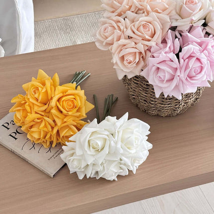 Artificial Rose Flowers centerpieces Bouquet, Moist-touch Handfeel, Silk-like texture,Ruffled Petals, Wedding Wedding Photography, Home Decor