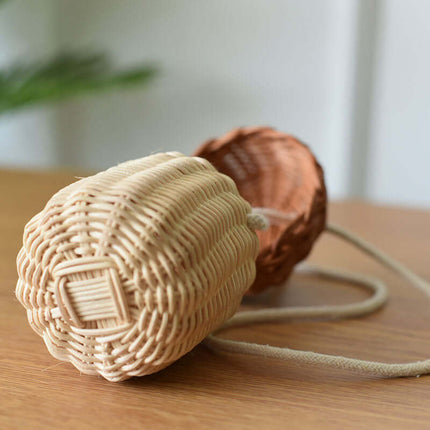 Rattan Handheld Mini Bag, Plant-Based Woven Crossbody, Kids Photo Prop Cute Basket, Decorative Storage Basket, Eco-Friendly Natural Weave
