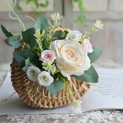 Rattan Woven Flower Basket, Braided Basket, Hand-carry, Willow Weaving Handicraft, Flower Arrangement Creativity, Souvenir Gift, Flower Shop Basket, Scene Decoration, Home Decor