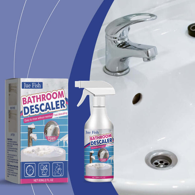 Bathroom Cleaner, Powerful Stain Removal, Deep Penetration, Quick Clean,Suitable for Washbasins, Stainless Steel, Shower Rooms, Bathtubs, Glass Water Stains, Easy to Use  Jue-Fish