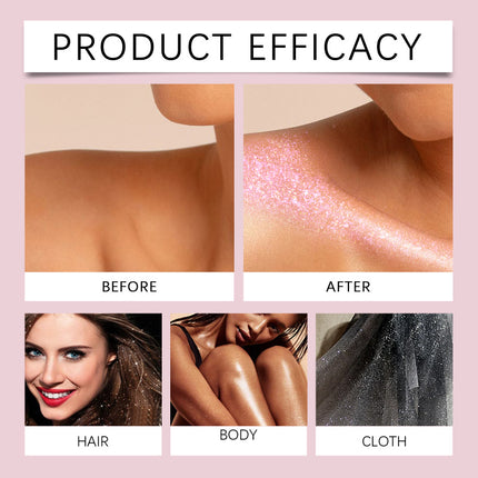 Stage Makeup Glitter Spray, Multipurpose, Face & Collarbone Brightening Glitter, Natural 3D Effect, Long-lasting Highlight Spray  EELHOE