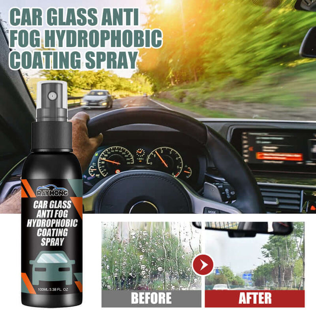 Car Cleaning Spray, Windshield & Rearview Mirror Suitable, Reduce Water Stains, Multi-Stain Cleaning, Hydrophobic, Water Repellent, Anti-Fog, Easy to Use  Rayhong