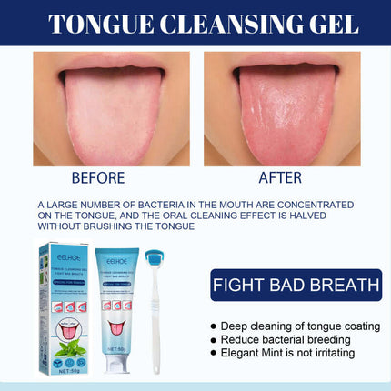 Tongue Cleaner Gel, Tongue Cleaning, Oral Care, Remove Oral Odor, Fresh Breath, Deep and clean,Reduce Bacterial Growth, Gel with Brush  EELHOE