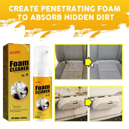 Car interior foam cleaner, seats, leather seats, steering wheels, emulsify grease and dirt in contact effortlessly, dense foam,Gentle and effective concentrated , no hand injury, safe and fast.
