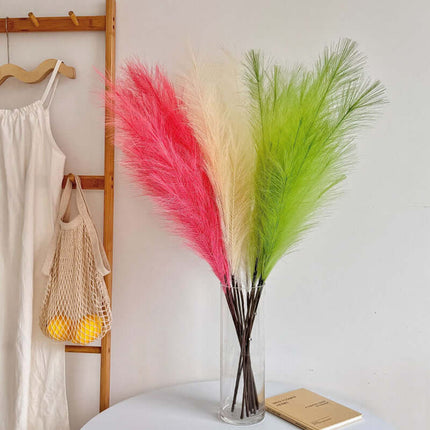 Real touch Artificial Flower 7-Fork Reeds For Decor,Dried Flowers,Highly Realistic,  Firework Decoration, Pink Feather Decor, Wedding Scenery, Flower Arrangement, Window Display, Photo Prop