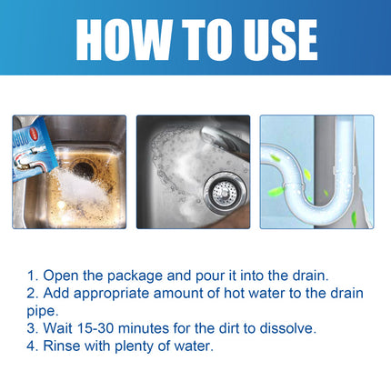 Drain Blockage Removal Powder, Toilet & Kitchen Drain Suitable, Anti-Clogging, Unclogging, Cleaning, Deodorizing Powder, Simple & Quick to Use   Jaysuing