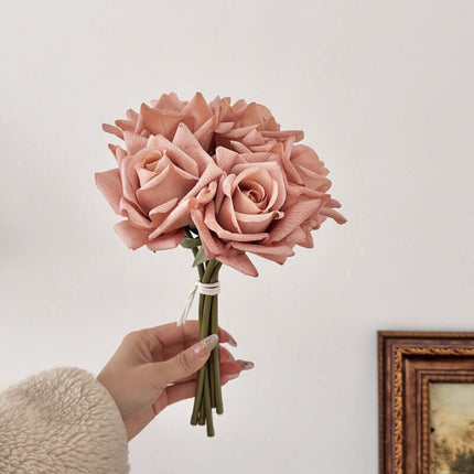 Artificial Rose Flowers centerpieces Bouquet, Moist-touch Handfeel, Silk-like texture,Ruffled Petals, Wedding Wedding Photography, Home Decor