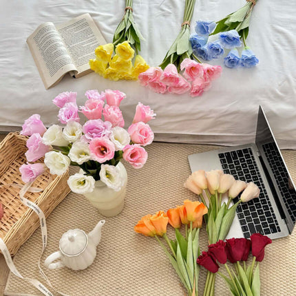 High-fidelity Platycodon Grandiflorus Artificial Flowers,for Decorative,Silk-like Texture,Grandiflorus,Wedding bouquet,Small Fresh Style, Artificial Flower Bouquets,  Photography Props
