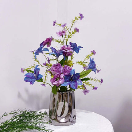 Realistic  Artificial Flower Silk like Bouquet Set, Oil Painting Style, Purple Tone, Photography Scenery, Flower Arrangement, Window Display Soft Decor Matching