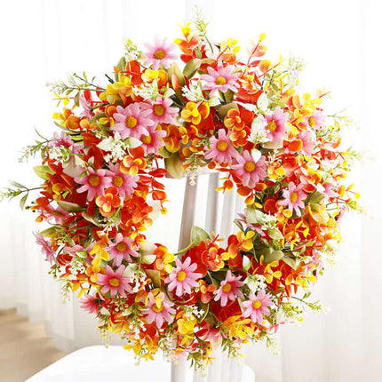 Spring Artificial Flower Wreath, Plastic and Fabric Material,Home Decor, Artificial flower wall,Door Decoration, Artificial Plant, Baby's Breath