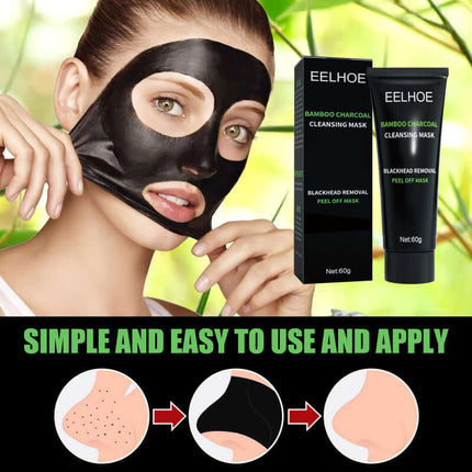 Bamboo Charcoal Blackhead Peel-Off Mask, Pore Tightening, Deep Cleansing, Remove Pore Clogging &Blackheads , Oil Control, Apply-Type Peel-Off Mask  EELHOE