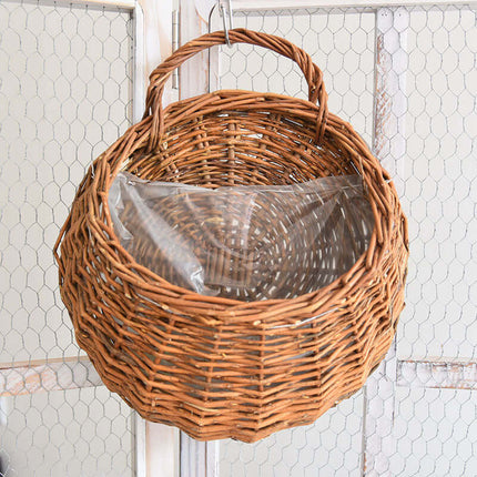 Rattan Woven Flower Basket, Plant Natural Material, Wall-mounted Flower Pot, Home Decor Flower Container, Handwoven Basket, Scene Arrangement