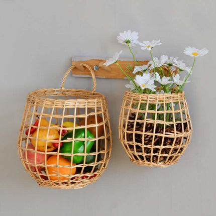 Rattan Wall-mounted Artificial Flower Basket, Handmade Storage Basket, Creative Basket, Home Decoration