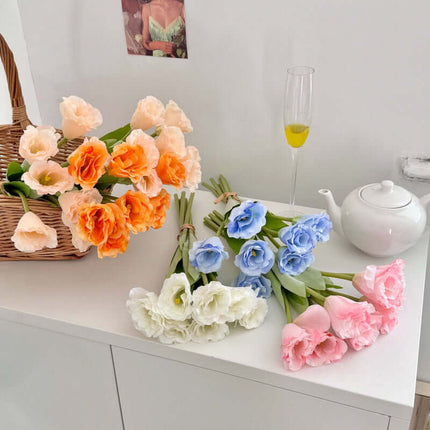 High-fidelity Platycodon Grandiflorus Artificial Flowers,for Decorative,Silk-like Texture,Grandiflorus,Wedding bouquet,Small Fresh Style, Artificial Flower Bouquets,  Photography Props