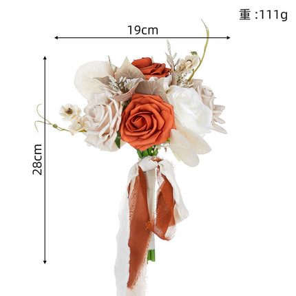 Outdoor Realistic Bridal Bouquet, Wedding Artificial Rose Flowers, Lifelike Texture,Bohemian Style,Photography Props