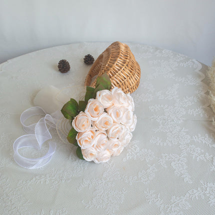 High-Sim Champagne Rose Bouquet - Silk-Like, Suitable for Wedding/Living Room/Bedroom/photograph/Home Decor
