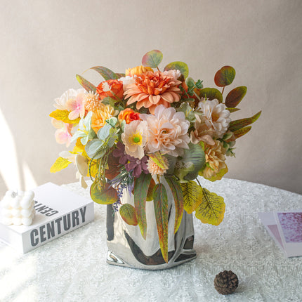 Artificial Flower Bouquet - Orange,  Essential for Home Decor - No Maintenance Needed - Decor Flowers for Bedroom  - Artificial Floristry