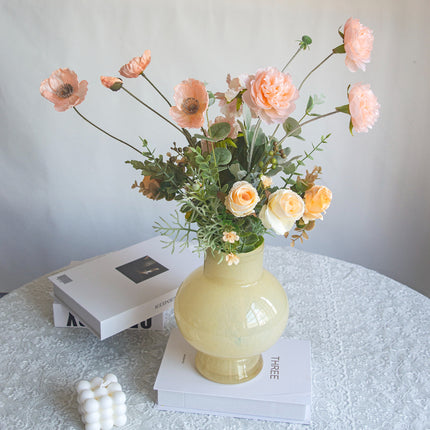 Ready-to-Use Artificial Flowers Arrangement – High-Quality Faux Silk Home Decor,No-Assembly