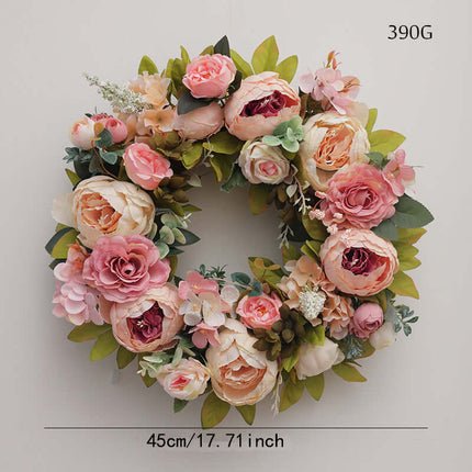 Artificial Peony Flower Wreaths,Silk-like Texture and Plastic, For Decorations,Walls, Hangings, Mother's Day