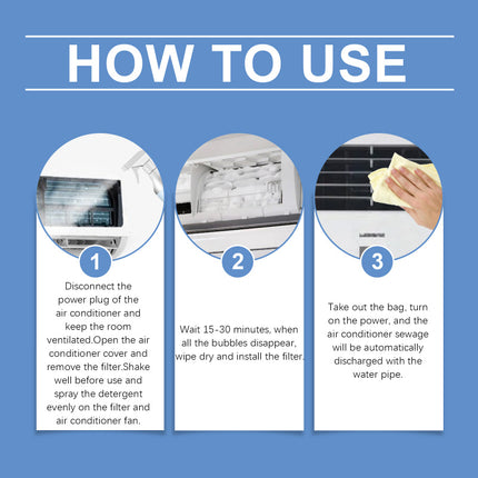 Air Conditioner Cleaner, Home Wall-Mounted AC, Powerful Cleaning, No-Disassembly & No-Washing, Odor & Scale Removal, Foam Air Conditioner Cleaning  Jue-Fish