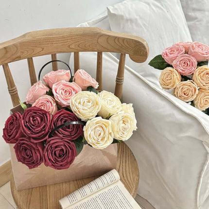 Highly Realistic Silk like Texture Artificial Rose Flowers, Bridal Bouquet,Valentine's Day fake roses,Living Room & Dining Table Decor, Wedding Floral Arrangement